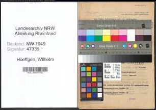 Entnazifizierung Wilhelm Hoeffgen , geb. 31.08.1894 (Lehrer)