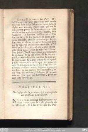 Chapitre VII. De l'usage de la premiere régle qui regarde les questions particulieres.