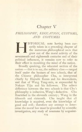 Chapter V. Philosophy, education, customs, and costumes