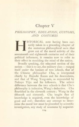 Chapter V. Philosophy, education, customs, and costumes