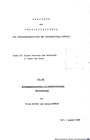 Notstandsregelungen im kommunistischen Machtbereich