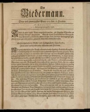 Drey und zwantzigstes Blatt 1727. den 6. October