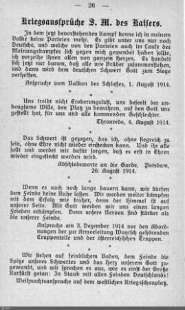 Kriegsaussprüche des Kaisers