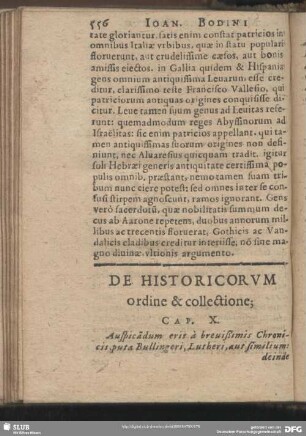 De Historicorum ordine & collectione. Cap. X.