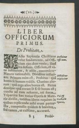 Liber Officiorum Primus. De Probitate.