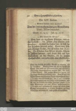 Die XIV Lection. Von der letzten ohnmächtigen Bemühung Pilato, Jesum loszugeben.