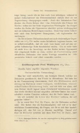Eröffnungsrede Prof. Waldeyers