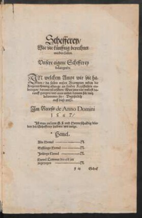 Schefferey/ Wie die künfftig berechnet werden sollen.