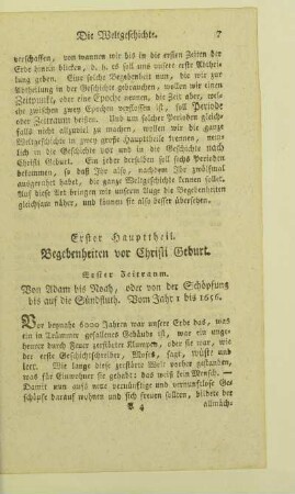 Erster Haupttheil. Begebenheiten vor Christi Geburt