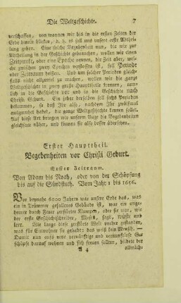 Erster Haupttheil. Begebenheiten vor Christi Geburt