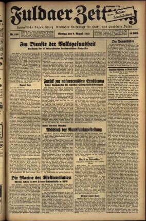 Ausgabe vom Montag, den 09. August 1937.
