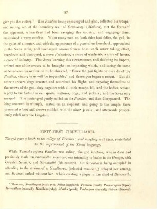 Fifty-first Tiruvilliadel. The god gave a bench to the college of Bramins ; and mingling with them, contributed to the improvement of the Tamil language