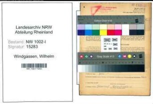 Entnazifizierung Wilhelm Windgassen, geb. 29.12.1912 (Schlosser)