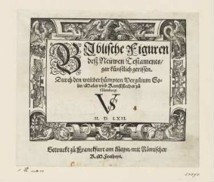 Biblische Figuren des neuen Testaments, Titelblatt aus: "Biblische Figuren deß Neuwen Testaments", Frankfurt am Main 1562, S. a1 recto