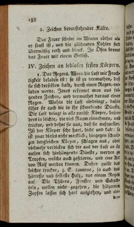 IV. Zeichen an leblosen festen Körpern.