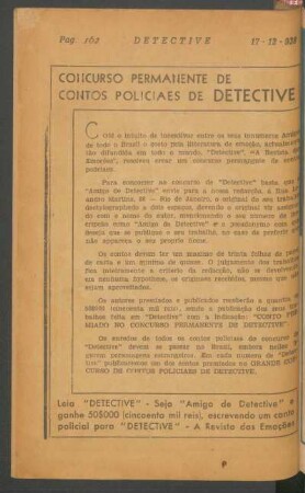 Concurso permanente de contos policiaes de Detective