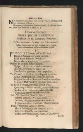 Devotio Secunda. Erga Jesum Christum.