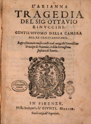 L' Arianna : Tragedia