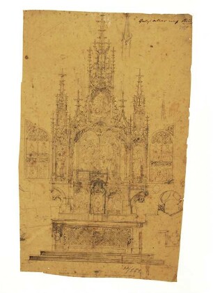 Entwurfszeichnung für den Hochaltar in Friedrichshafen-Ailingen, Pfarrkirche St. Johann Baptist