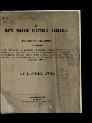 De motu proprio Procyonis variabili