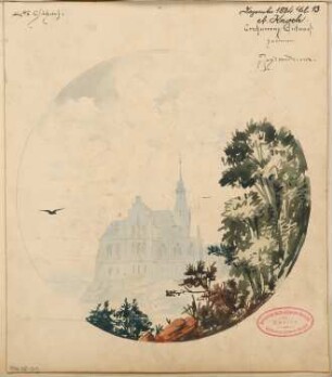 Landhaus mit Jagd-Rendez-vous Monatskonkurrenz Dezember 1884: Perspektivische Ansicht