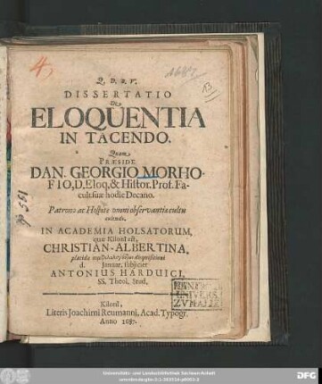 Dissertatio De Eloquentia In Tacendo