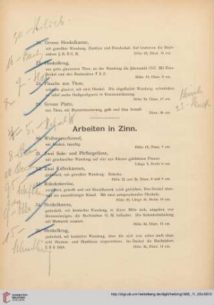 Arbeiten in Zinn und in verschiedenem Metall, Diverses (Nr. 30-75)