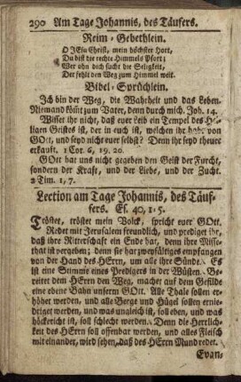 Lection am Tage Johannis, des Täufers