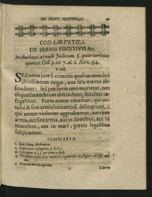 Cod. Lib. VI. Tit. I. De Servis Fugitivis & c. - Tit. LXI. De Bonis Quae Liberis.