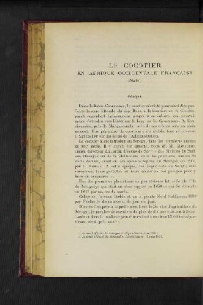 Le Cocotier En Afrique Occidentale Francaise.