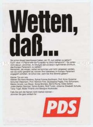 Flugblatt der PDS Berlin zur Europawahl 1994