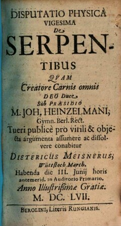 Disp. phys. vigesima de serpentibus