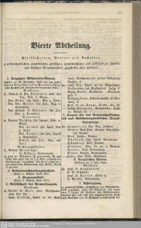 Vierte Abtheilung. Gesellschaften, Vereine und Anstalten