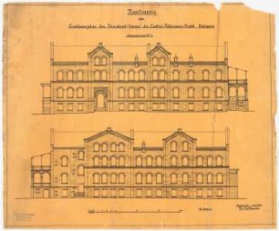 Evangelisches Diakonissenkrankenhaus Bethanien, Berlin-Kreuzberg Feierabendhaus. Erweiterung: 2 Ansichten 1:100