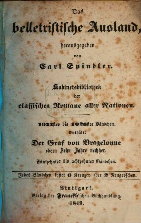 Der Graf von Bragelonne oder: Zehn Jahre nachher : Zweite Fortsetzung der "drei Musketiere", 15/18