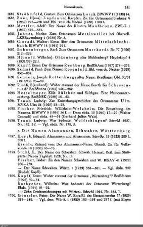 e. Die Namen Alamannen, Schwaben, Württemberg