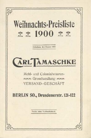 Weihnachts-Preisliste 1900