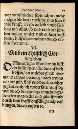 VI. Umb ein Christlich Gotselig leben.