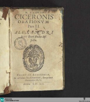 2: M. Tvllii Ciceronis Orationvm Pars ...