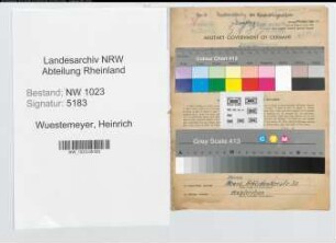 Entnazifizierung Heinrich Wuestemeyer , geb. 20.03.1896 (Spediteur)