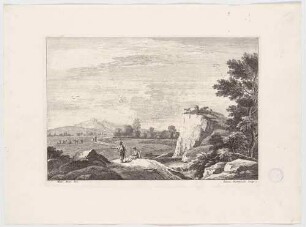 Römische Campagna mit Wanderern, aus einer Folge von Landschaften nach Marco Ricci, Bl. 1