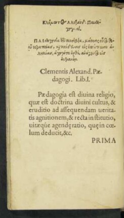 Clementis Alexand. Paedagogi. Lib. I.