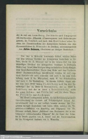 Verzeichniss der in und um Annaberg, Buchholz und Umgegend wildwachsenden Pflanzen (Phanerogamen und Gefässkryptogamen)