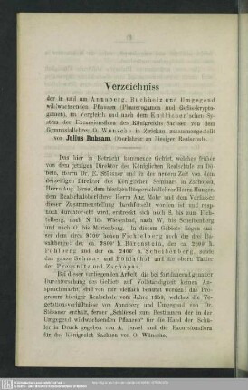 Verzeichniss der in und um Annaberg, Buchholz und Umgegend wildwachsenden Pflanzen (Phanerogamen und Gefässkryptogamen)