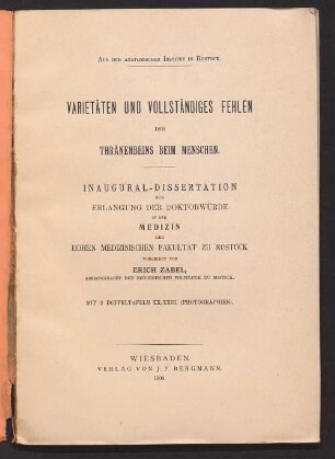 Varietäten und vollständiges Fehlen des Thränenbeins beim Menschen