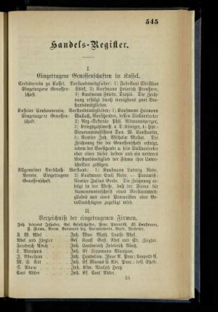 Verzeichniß der im Handelsregister eingetragenen Genossenschaften und Firmen