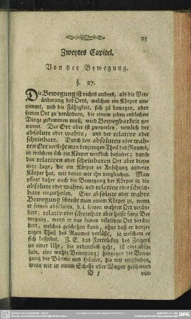 Zweytes Capitel. Von der Bewegung