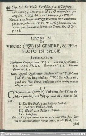 Caput IV. De Verbo In Genere, & Perfecto In Specie