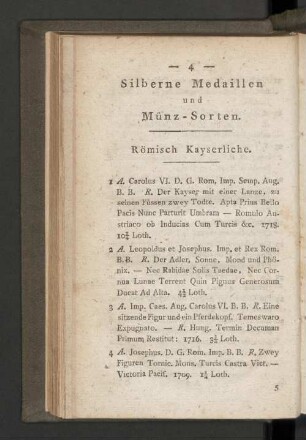 Silberne Medaillen und Münz - Sorten