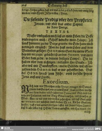 Die siebende Predigt uber den Propheten Jonam, und uber das ander Capitel die Ander Predigt